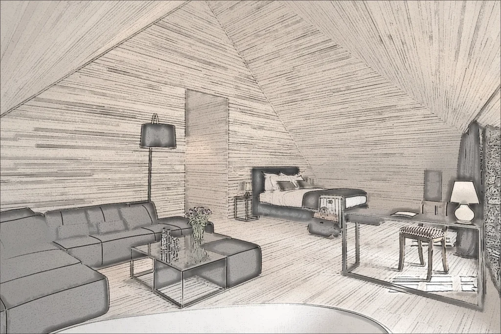 Skizze eines Apartments im West44 Boardinghouse (Platzhalter)