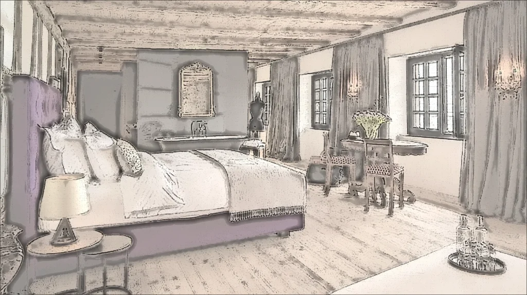 Skizze eines Comfort Room im West44 Boardinghouse (Platzhalter)